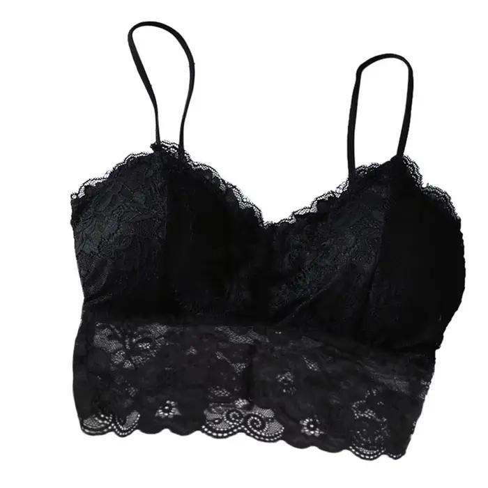Été femmes dentelle haut sexy soleil sans manches solide hauts non rembourré Bralette soutien-gorge Bustier fermeture éclair dos Club boléro réservoir taille libre lingerie