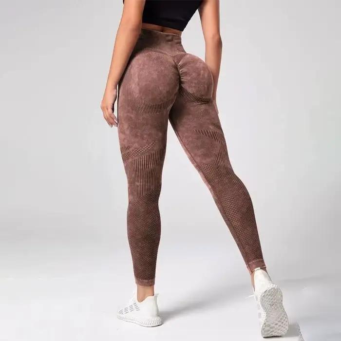 Joggingové legíny s viazaním na kontrolu brucha s tie-dye efektom