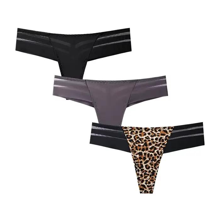 3 pièces culottes pour femmes sous-vêtements intimes tongs Lingerie Sexy sport femme Tanga pour femme glace soie culotte sans couture pour les femmes