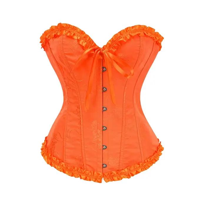 Bustier a korzety bez kostic s volánmi kráľovská modrá gotický top pre ženy Sexy oblečenie Steampunk Korzet Vintage Burleskné viktoriánske kostýmy