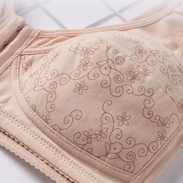 Soutien-gorge confortable et fin à boutons avant, bretelles larges, pratique pour les personnes âgées, sans couture, sans coussinets, sous-vêtement floral pour seniors