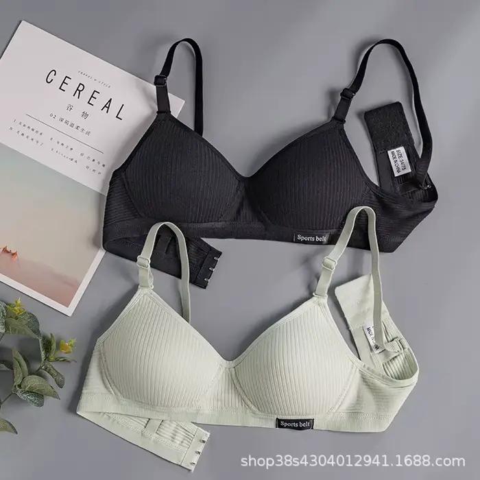 Bavlnené spodné prádlo pre ženy AB košíček podprsenka bez drôtu s push-up efektom V tvar pohodlná bralette pre