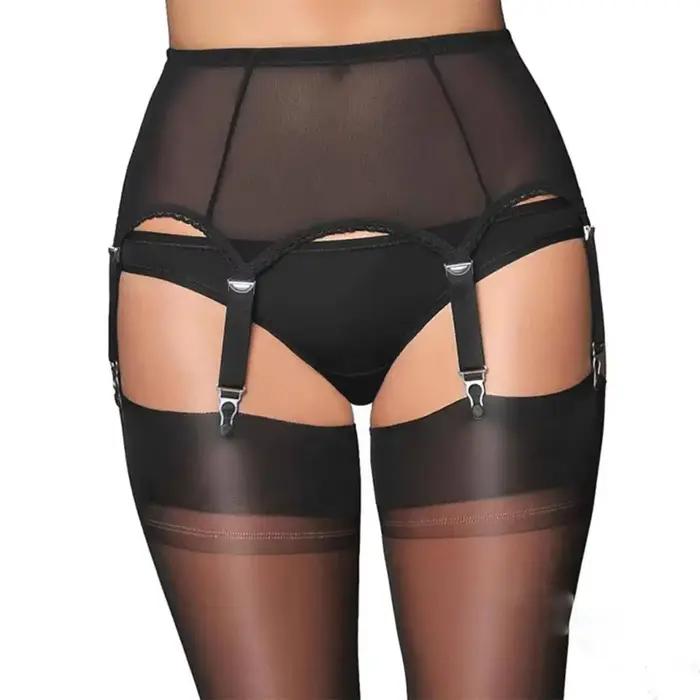 Discothèque taille haute dentelle maille Sexy Lingerie porte-jarretelles sous-vêtements boucle réglable élastique
