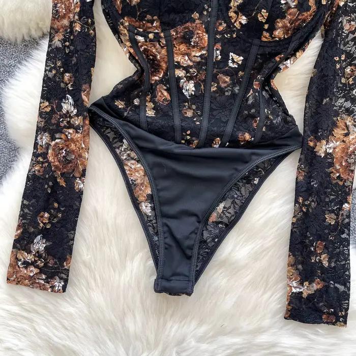 Combinaison sexy en dentelle pour femmes, tenue chic, col carré, vêtements d'été, plage, vacances