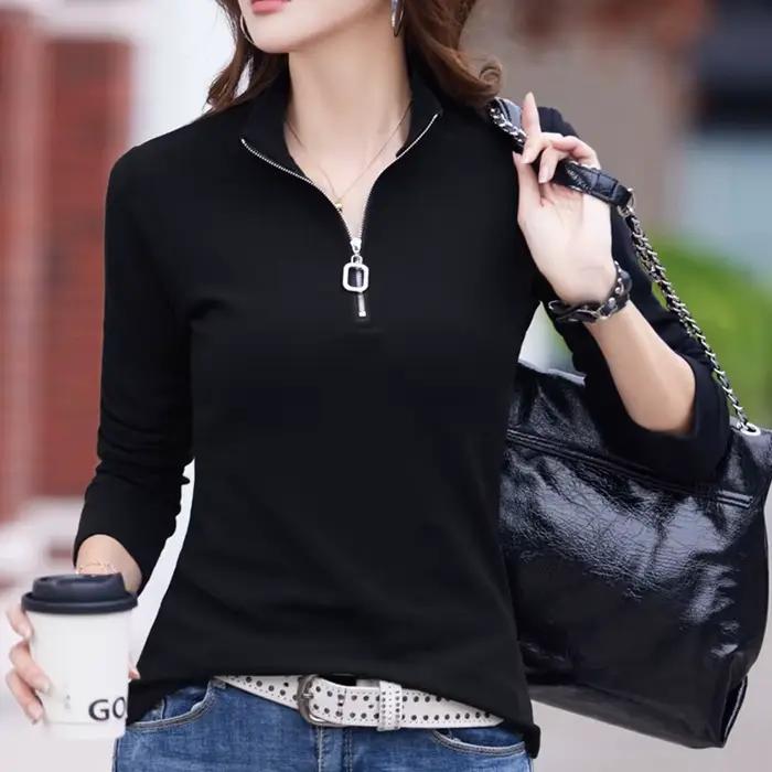 T-shirt féminin col roulé en coton et élasthanne pour femmes de tous âges style décontracté et élégant ocassions spéciales