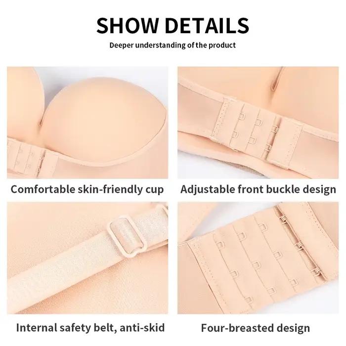 Fermeture avant Sexy soutien-gorge sans bretelles femmes Invisible Push Up soutien-gorge sous-vêtements Lingerie pour femme brassière dénoyautée Bralette sans couture