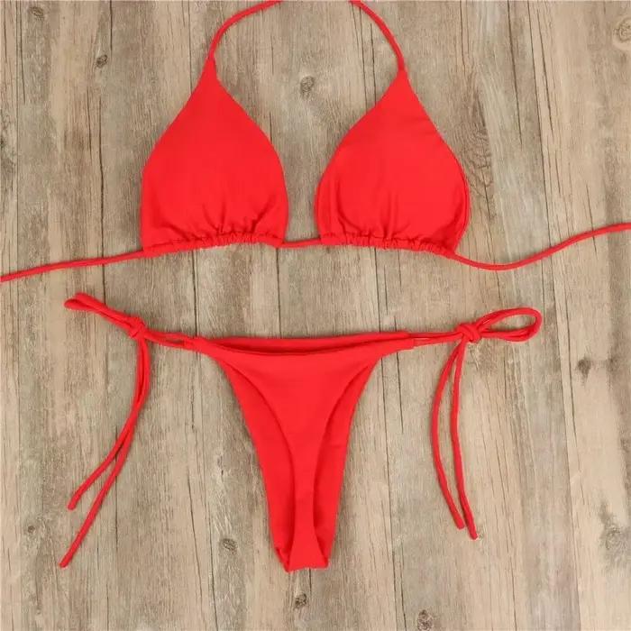 Dámske bikiná s viazaním na boku Sexy plavky Bandeau štýl Brazílske