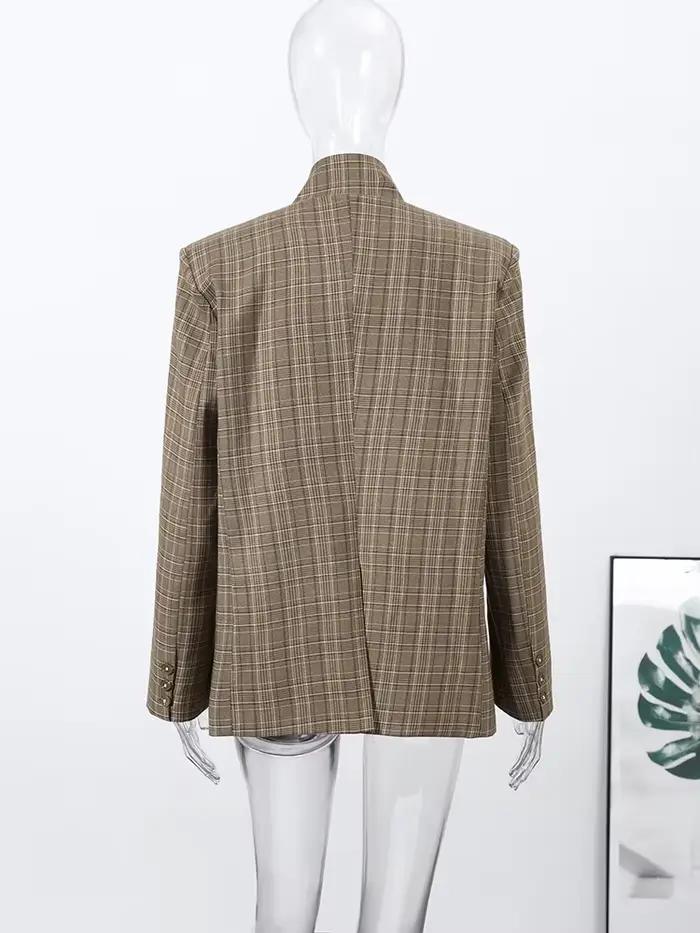 Nová vintage károvaná blazer pre ženy