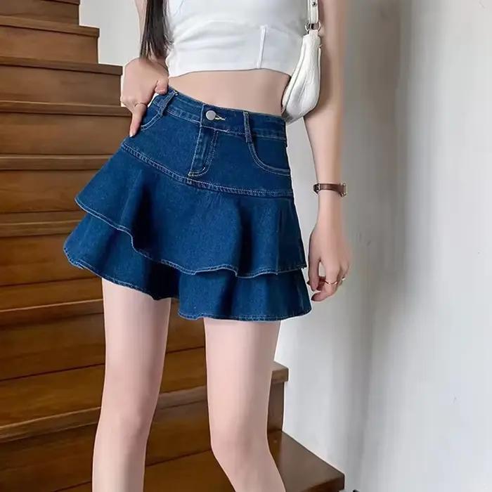 Vintage Denim Mini sukne pre ženy Letné Sexy jednofarebné plesové šaty Džínsové