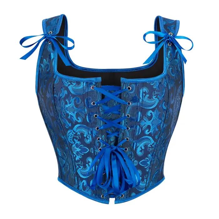 Vintage Jacquard à lacets surbuste Corset haut court femmes gothique Bustier gilet victorien mode réservoir corsage corps Shaper Corselet