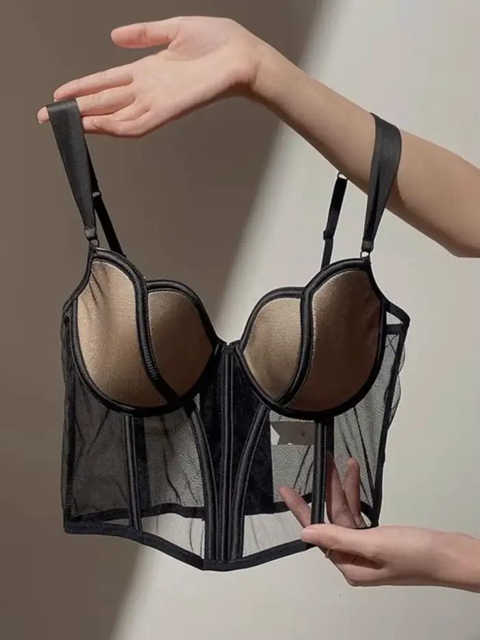 Ensemble soutien-gorge corset style français à baleines, push-up, lingerie fine pour petites poitrines, maintien complet anti-affaissement, grandes tailles S-XL, lingerie sexy