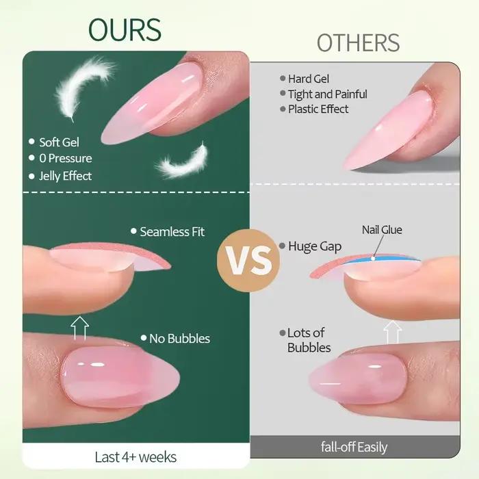 Nailpop 3-v-1 prírodné jemné nechty set 140 ks tóny pleti tlačidlá na