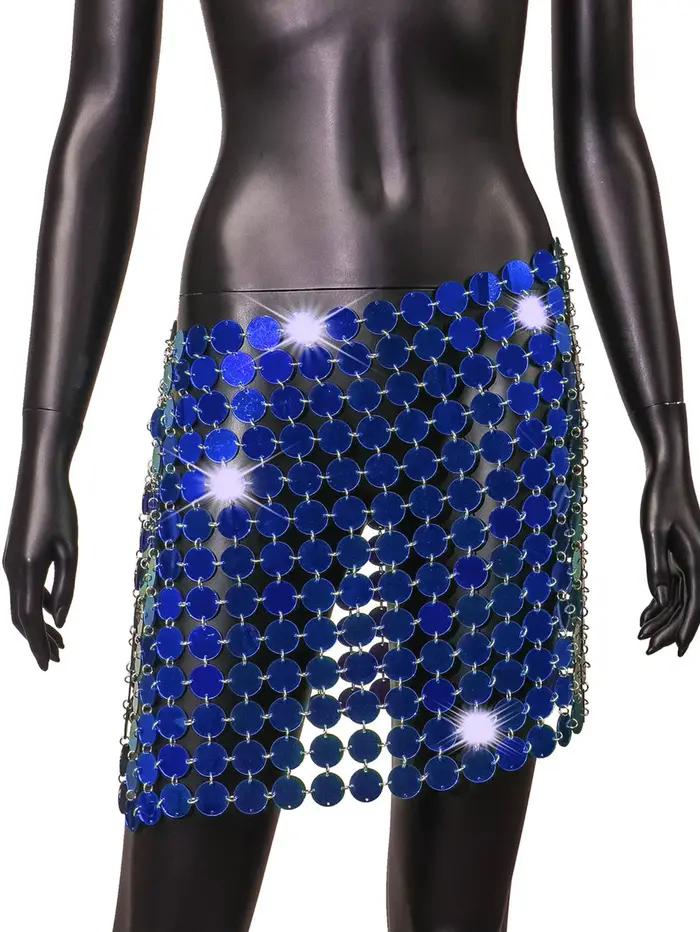 Sexy priesvitná mini sukňa s kovovými flitrami pre ženy