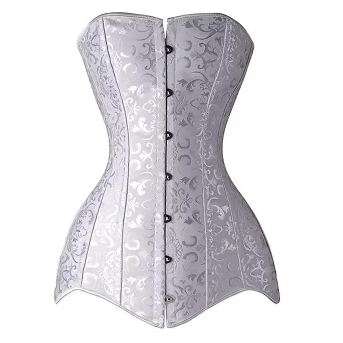 Gotický ženský korzet Dlhý trup oblečenie Sexy žakárová oceľová kostra Bustier 6XL veľká veľkosť Korsett ženy Steampunk Gorset