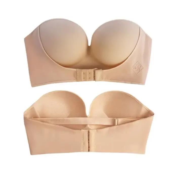 Fermeture avant Sexy soutien-gorge sans bretelles femmes Invisible Push Up soutien-gorge sous-vêtements Lingerie pour femme brassière dénoyautée Bralette sans couture