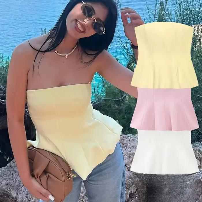 Débardeur bustier KONDALA pour femmes, style sexy et club, polyester résistant, printemps été, fermetures éclair, coupe moderne, occasions spéciales