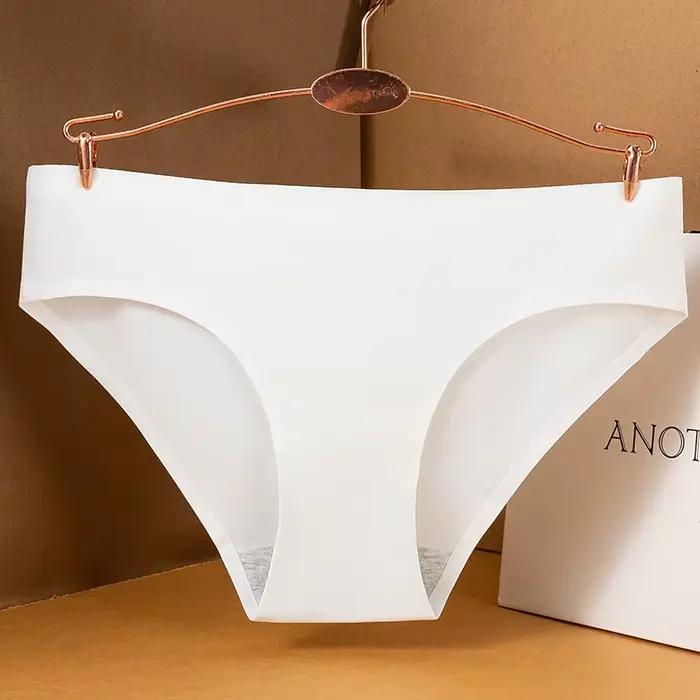 Culotte sans couture pour femme, sous-vêtement taille moyenne, couleur unie, confortable, doux, sexy, lingerie féminine