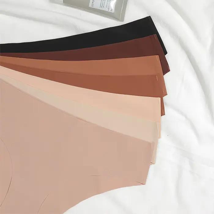 Culottes sans couture pour femmes, 3 pièces, sous-vêtements Sexy taille basse, en soie solide, Lingerie féminine