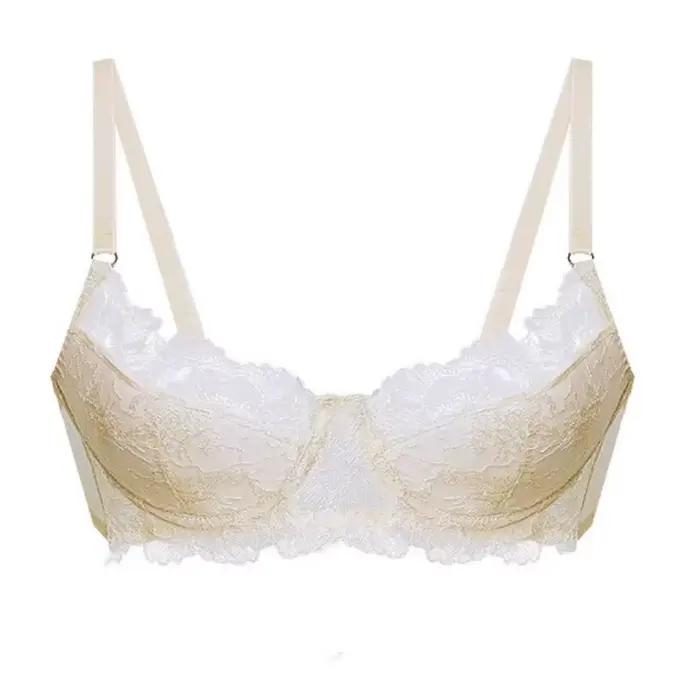 Ensemble de Lingerie Sexy en dentelle brodée pour femmes, avec petits seins, push-up et Anti-affaissement, Ultra-fin, beau ensemble de soutien-gorge au dos