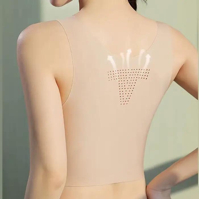 Nouveau soutien-gorge sans couture avec ajustement Invisible, larges bretelles, haut tubulaire confortable, trous arrière respirants, soutien-gorge anti-transpiration