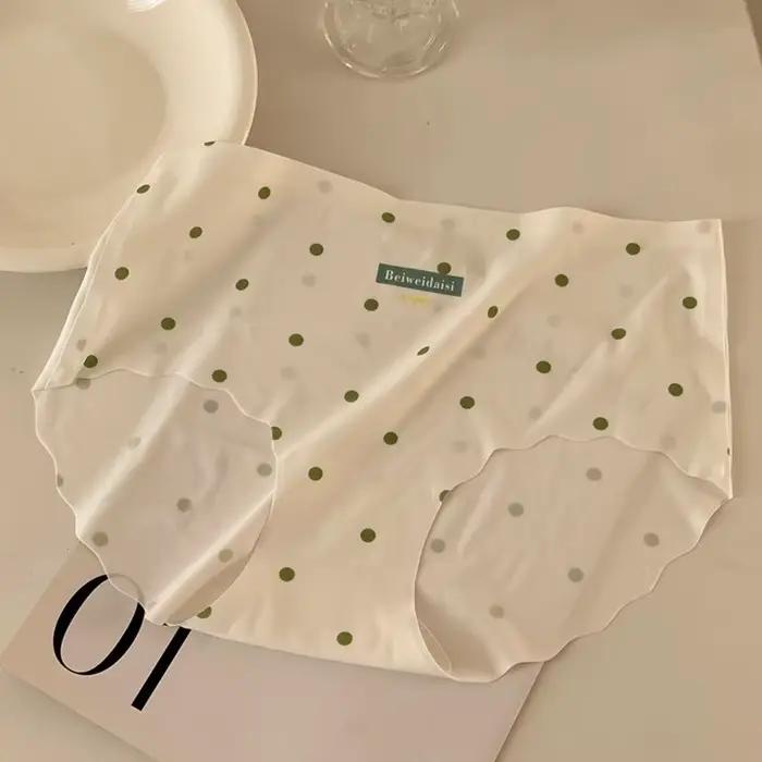Culottes Douces en Soie Glacée à Pois Taille Moyenne pour Femme – Sous-vêtements Confortables et Sans Coutures – Idéal Cadeau