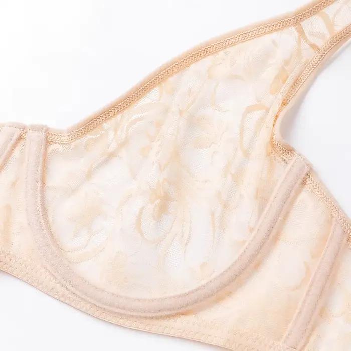 Podprsenka pre ženy veľká veľkosť čipka sieťka BH vrchná časť s kosticami výšivka priesvitná spodná bielizeň Sexy