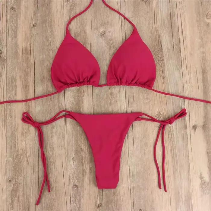 Dámske letné sexy bikini s push-up vypchávkou a tangami, dvojdielne plavky