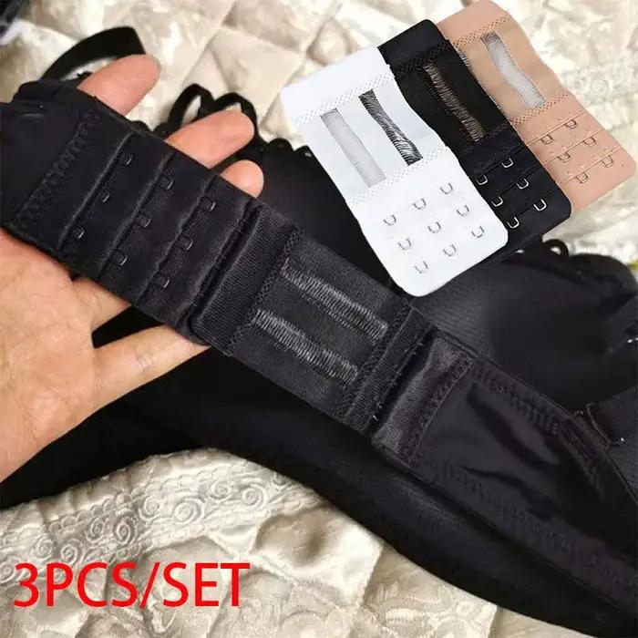 Lot de 3 rallonges de soutien-gorge élastiques pour femme, 3 rangées, 3 crochets, largeur 4,5 cm, avec boucle réglable