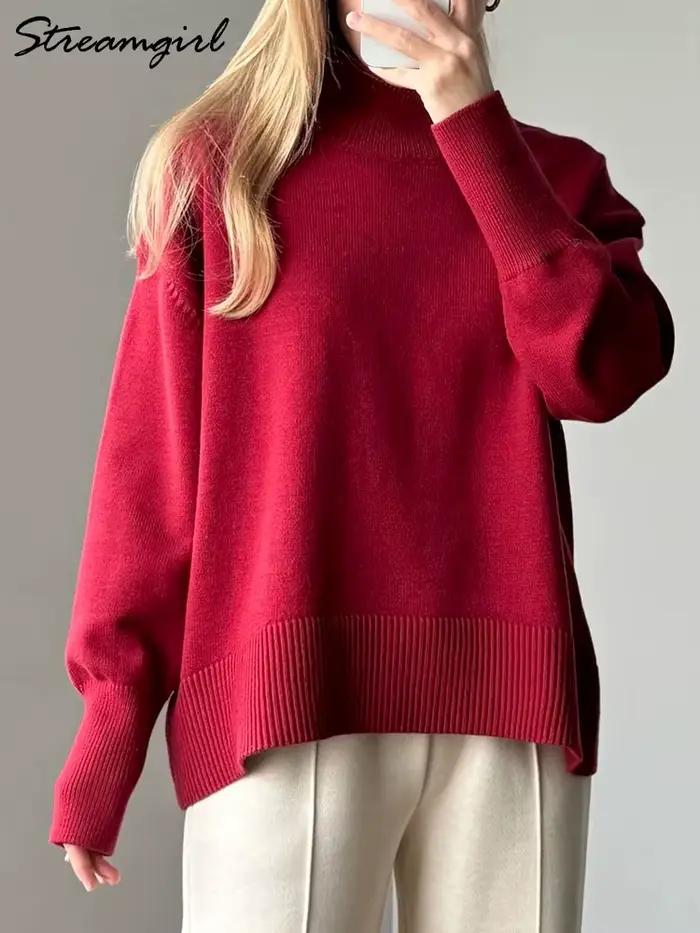 Pull en viscose ample à col roulé pour femmes automne hiver élégance moderne confort décontracté ocassions spéciales