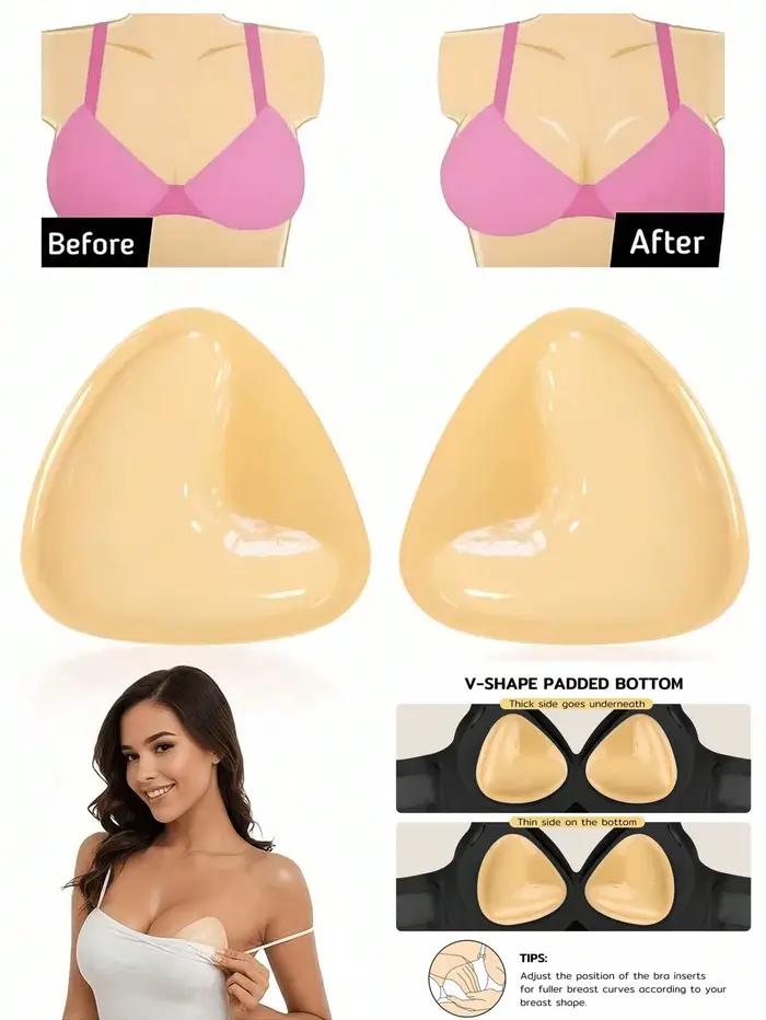 2/1 paires d'inserts de soutien-gorge adhésifs double face, inserts de soutien-gorge adhésifs effet neige, soutien-gorge push-up adhésif, coussinets auto-adhésifs pour un effet liftant ultra instantan