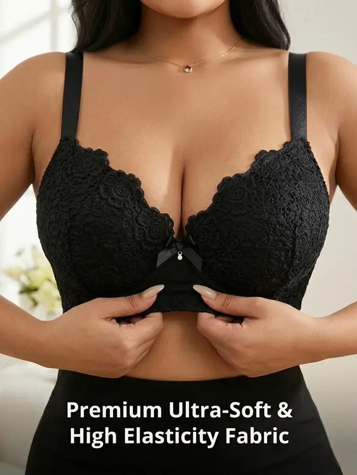 Push-up podprsenka z čipky pre ženy s veľkými tvarmi s kosticami