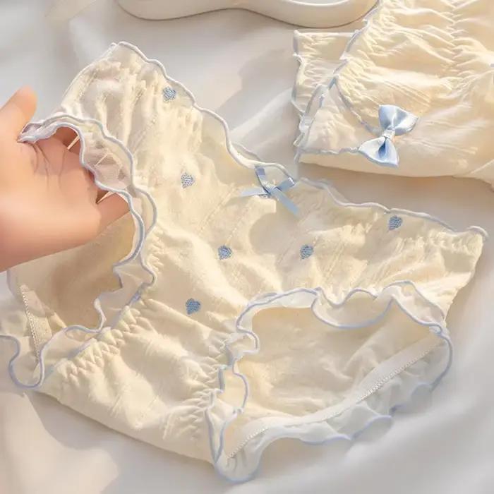 5 pièces culottes en coton pour femmes taille moyenne culotte douce antibactérienne entrejambe pur sous-vêtements respirants femmes a-type bébé coton pa