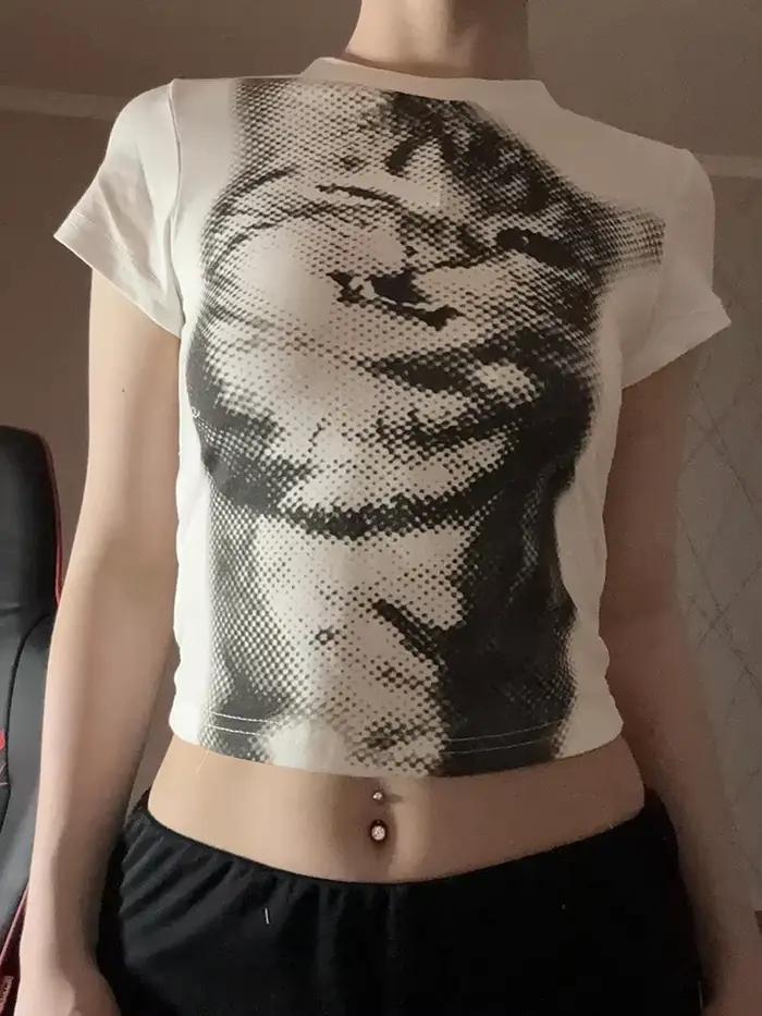 Biele základné krátke tričko s potlačou Harajuku Animal