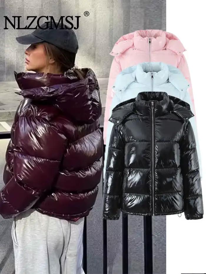 Veste en polyester pour femme, design streetwear hiver, à capuche, fermeture éclair, élégante pour sorties et journées tranquilles