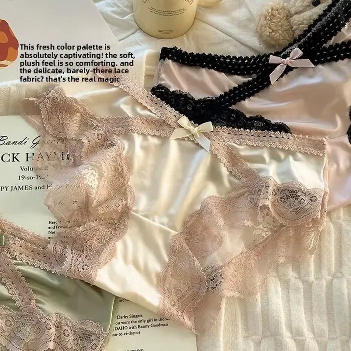 Culotte en dentelle française, entrejambe en pur coton, satinée, sexy, coupe triangle, taille basse, douce et confortable, lingerie
