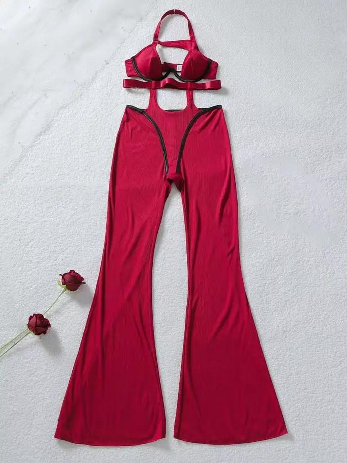 Červený sieťkovaný body set