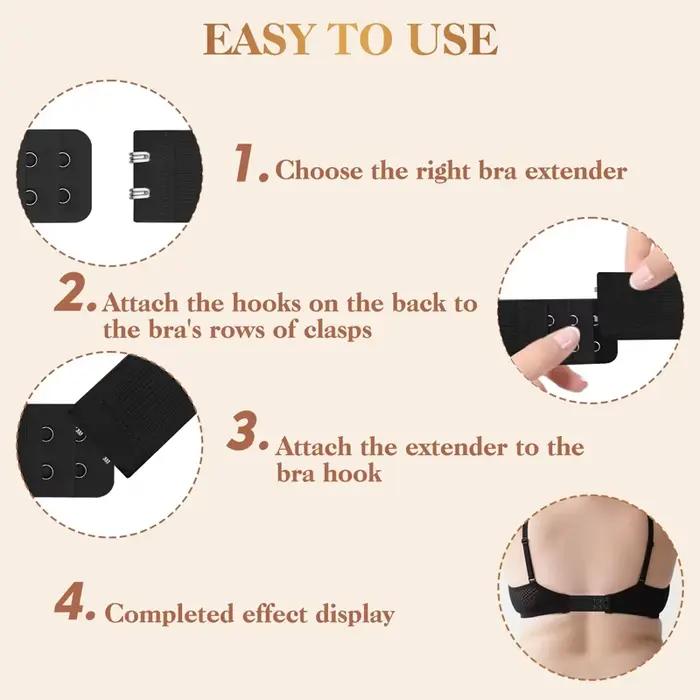 Lot de 5 rallonges de soutien-gorge ajustables à 2 rangées pour femmes, avec boucle de fixation, pour une longueur accrue