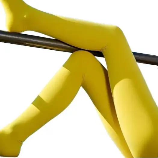 Collants en velours jaune pour femmes chaudes, Lingerie sous-vêtements tendances, Legging 120D, bas de corps doux, calcetines amarillo