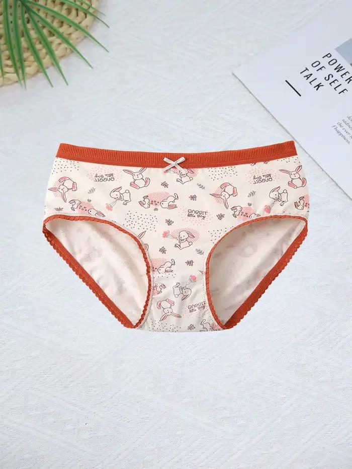 Lot de 6 culottes en coton imprimées mignonnes pour femmes, culottes confortables sans couture à taille mi-haute, décontractées et sportives