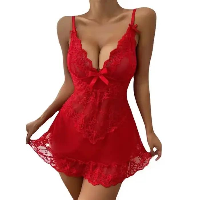 Robe nuisette en dentelle, Lingerie Sexy, Costumes Sexy, body, tenue porno exotique, sous-vêtements érotiques, soutien-gorge ouvert, pyjama transparent en maille