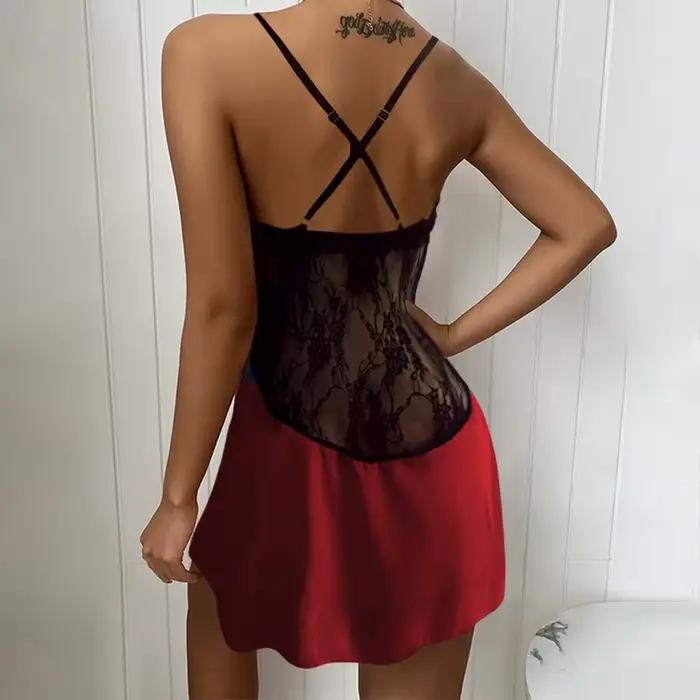 Sexy nočná košeľa pre ženy s čipkou a nízkym výstrihom
