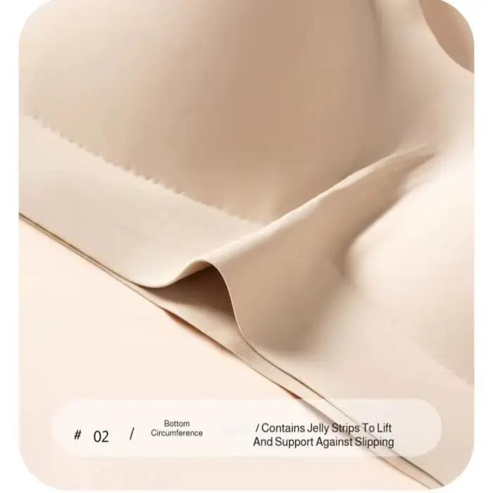 Soutien-gorge femme en soie glacée sans couture, effet minimisant pour grandes poitrines, style push-up, fin d'été, bonnet semi-fixe, dos élégant