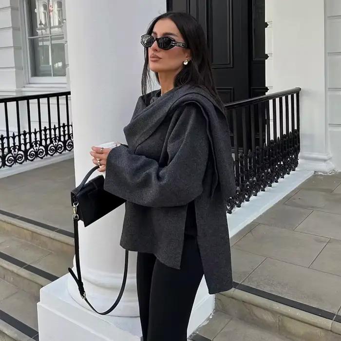 MUJER plyšové zimné kabáty pre ženy asymetrická šálka Polosezónna bunda pre