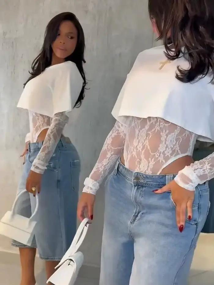 Sexy čipkovaný body pre ženy