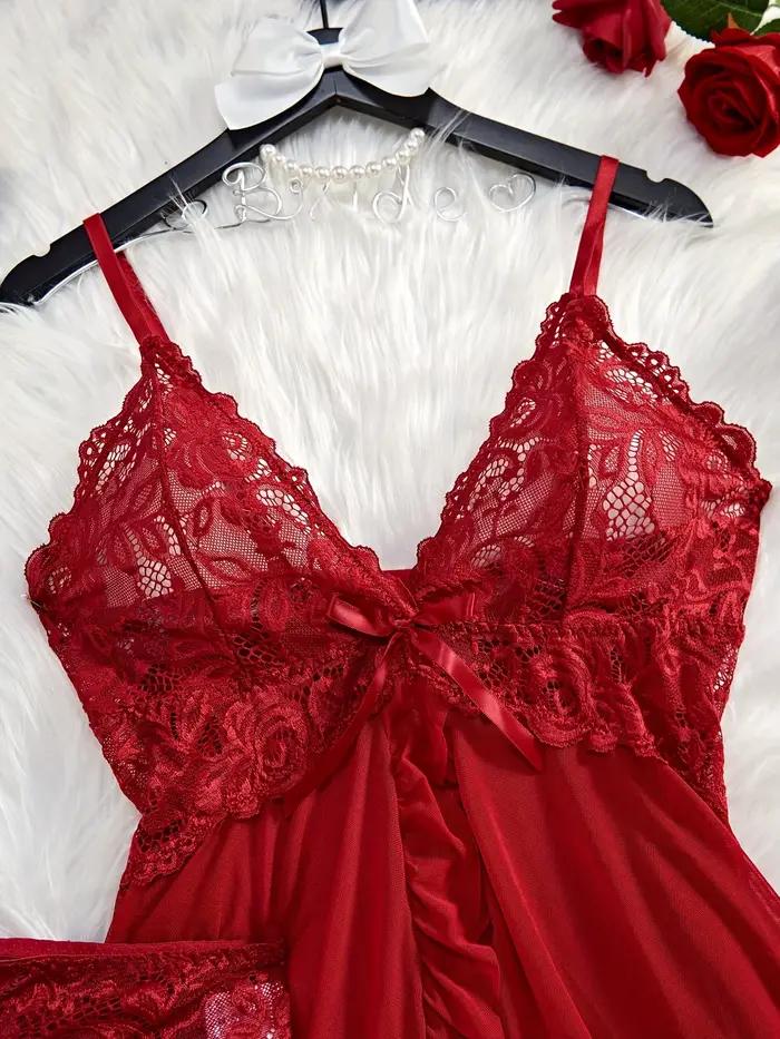 Ensemble de Lingerie en dentelle pour femmes, nuisette Sexy, Chemise de nuit romantique à volants, culotte délicate, nouveau cadeau tendance, Luxuriou