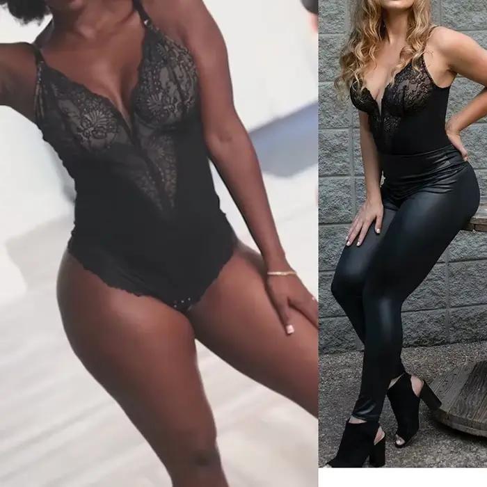 GUUDIA Body doux soyeux toucher couche Body 2 couches Shapewear ouvert entrejambe combinaison doux lisse corps Shaper dentelle Body