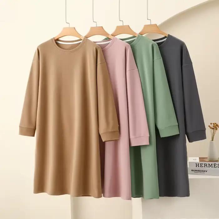 Chemise de nuit en velours optique pour femme, chemise de nuit mi-longue, vêtements de nuit chauds, grande taille, automne et hiver