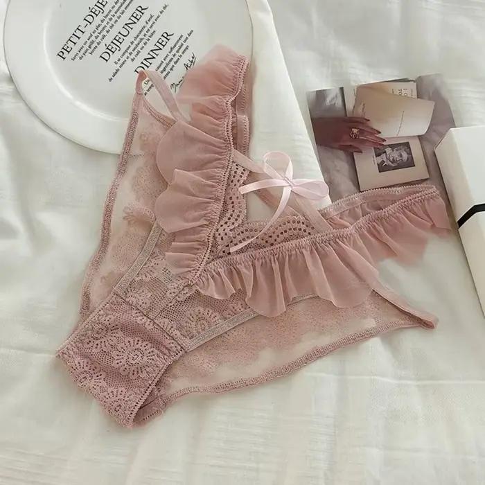 Culottes Triangle Sexy en Dentelle pour Femme, Bord Volanté, Sous-vêtements Sans Traces, Légers et Confortables, Lingerie Pure Désir