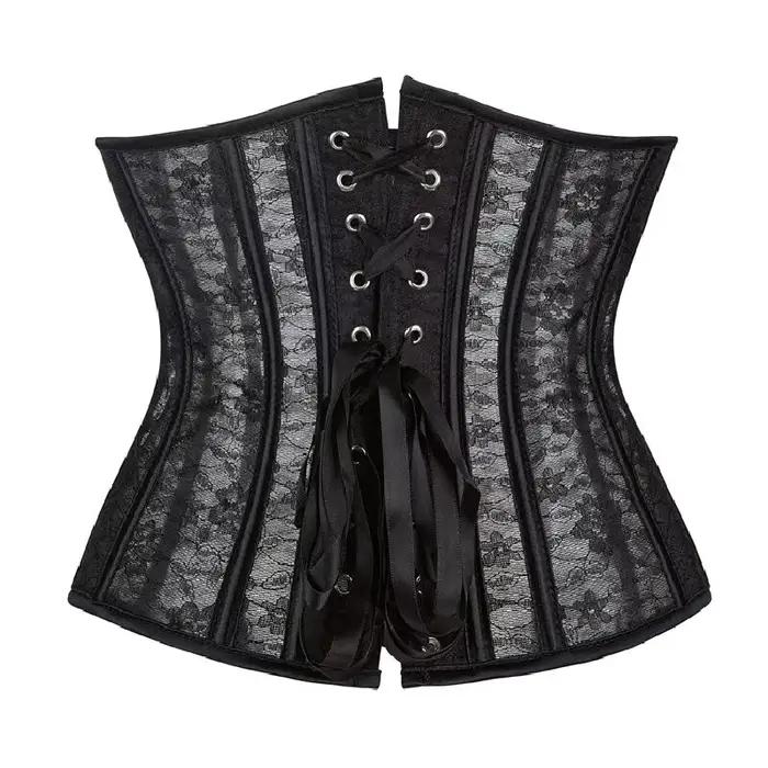 Corset sous le buste pour femmes, modelant le corps, Sexy, cintré à la taille, bustier respirant en dentelle, gothique, à la mode, noir et blanc