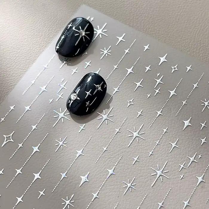 Zlaté a strieborné Starlight Laser trblietavé hviezdy bronzujúce kamienky úľava Nail Art dekorácie nálepky manikúra